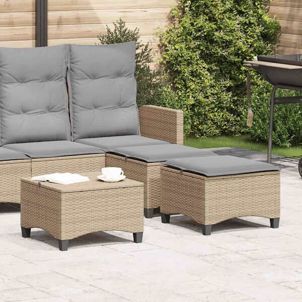 vidaXL Sgabelli Giardino con Cuscini 4pz Beige 55x55x36 cm Polyrattan