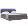 vidaXL Letto con contenitore e LED Grigio 180 x 200 cm Pelle Sintetica