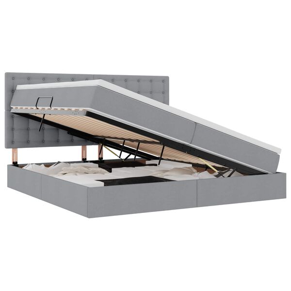 vidaXL Letto con contenitore e LED con led Grigio chiaro 200 x 200 cm