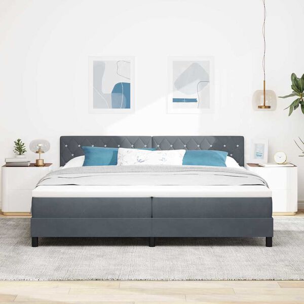 vidaXL Letto a Sorgente LED con led Grigio scuro 200 x 200 cm Velluto