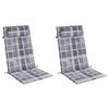 vidaXL Cuscini Sedia Schienale Alto 2pz a Quadri Grigio Tessuto Oxford