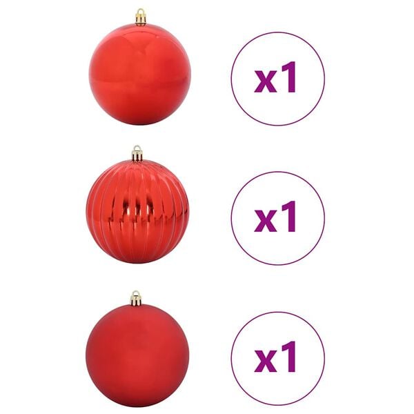 vidaXL Set di palline di Natale XXL 3 pcs Rosso Plastica