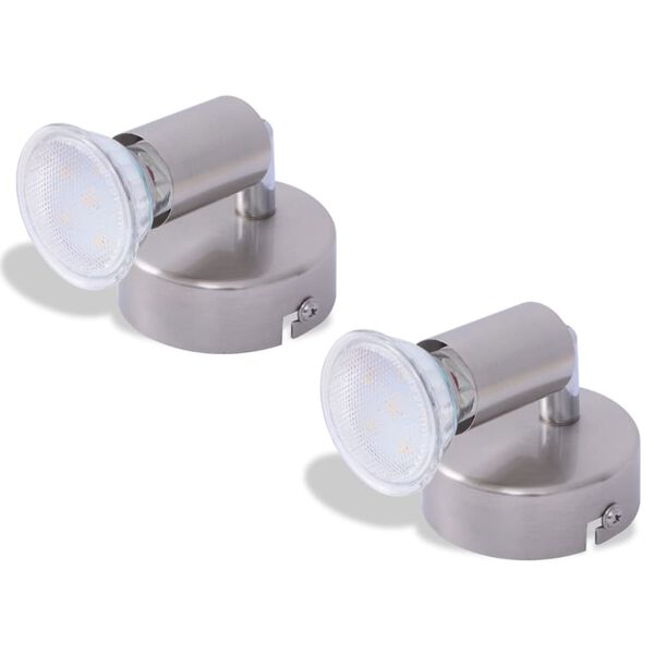 vidaXL Lampada da Muro con Faretto LED 2 pz in Nichel Satinato