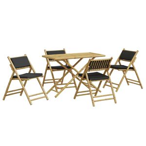 vidaXL Set da Bistrot Pieghevole 5pz con Cuscini Grigio Scuro Bamb&ugrave;