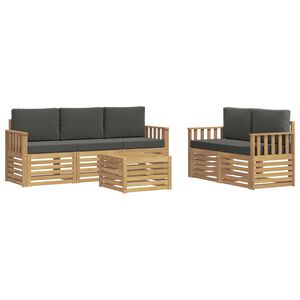 vidaXL Set di divani da esterno 6 pz Bianco e Antracite Poliestere