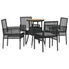 vidaXL Set da Pranzo per Giardino 5 pcs Nero Poly Rattan