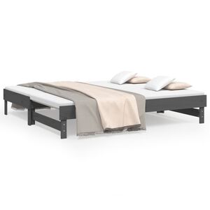 vidaXL Dormeuse Estraibile Grigia 2x(90x190) cm Legno Massello di Pino