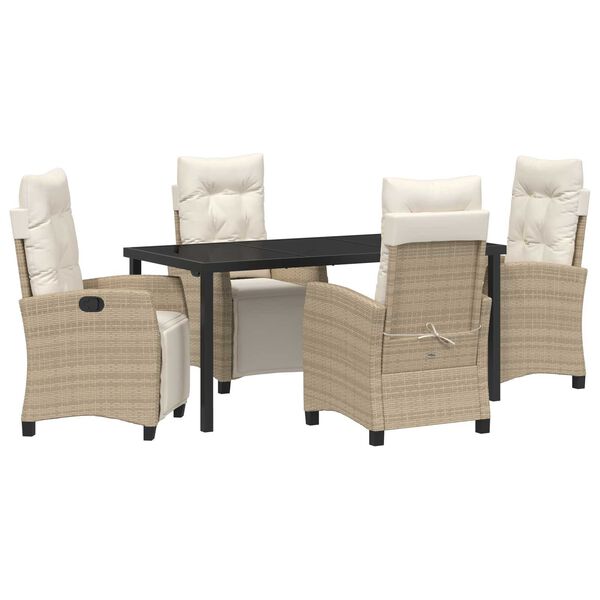 vidaXL Set da Pranzo per Giardino 5 pcs Beige polyrattan