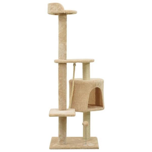 vidaXL Albero per Gatti con Pali Tiragraffi in Sisal Beige 120 cm