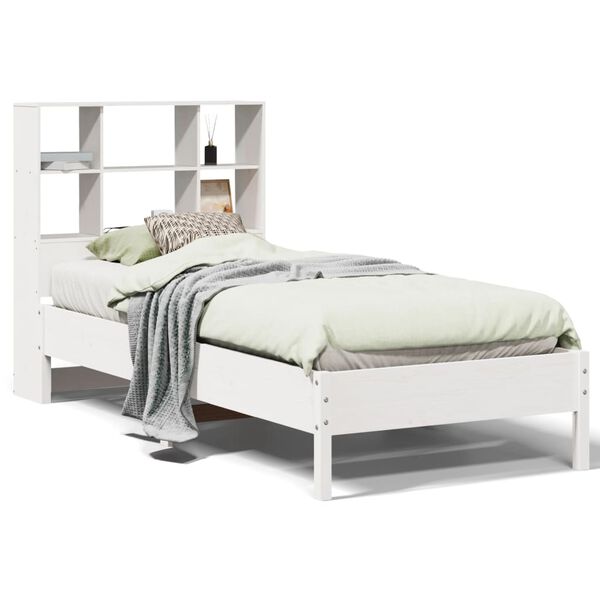 vidaXL Letto Libreria senza Materasso Bianco 90x190 cm Massello Pino