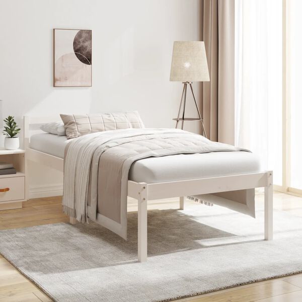 vidaXL Letto per Anziani Bianco 90x200 cm in Legno Massello di Pino