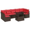 vidaXL Set Divano da Giardino 8 pcs Marrone e Rosso polyrattan