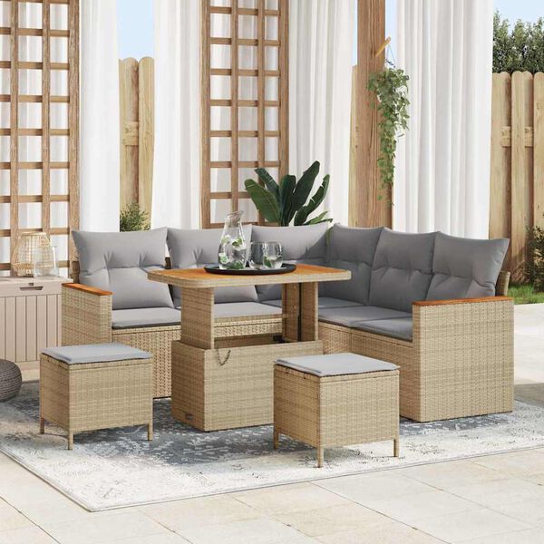 vidaXL Set Divano da Giardino 8 pcs Beige polyrattan