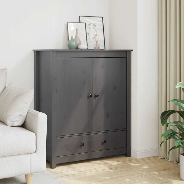 vidaXL Credenza Grigia 83x41,5x100 cm in Legno Massello di Pino