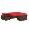 vidaXL Set Divani da Giardino 10 pz con Cuscini Marrone in Polyrattan