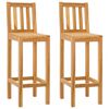 vidaXL Sgabello da bar 2 pz Naturale Legno di teak solido