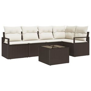 vidaXL Set di divani con cuscino 6 pcs Marrone polyrattan