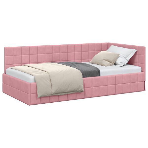 vidaXL Cornice del letto ad angolo Rosa 100 cm x 200 cm Velluto