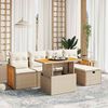 vidaXL Set Divano da Giardino 6 pz con Cuscini Beige in Polyrattan