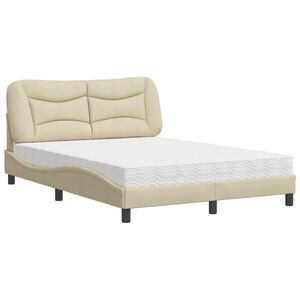 vidaXL Letto con Materasso Hvar Crema 120x200 cm in Tessuto