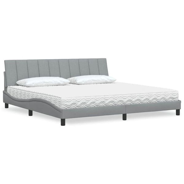 vidaXL Letto con Materasso Hanko Grigio Chiaro 200x200 cm in Tessuto