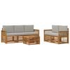 vidaXL Set di divani da esterno 6 pz Naturale e Grigio Chiaro