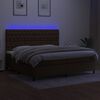 vidaXL Letto a Molle Materasso e LED Marronescuro 200x200cm in Tessuto