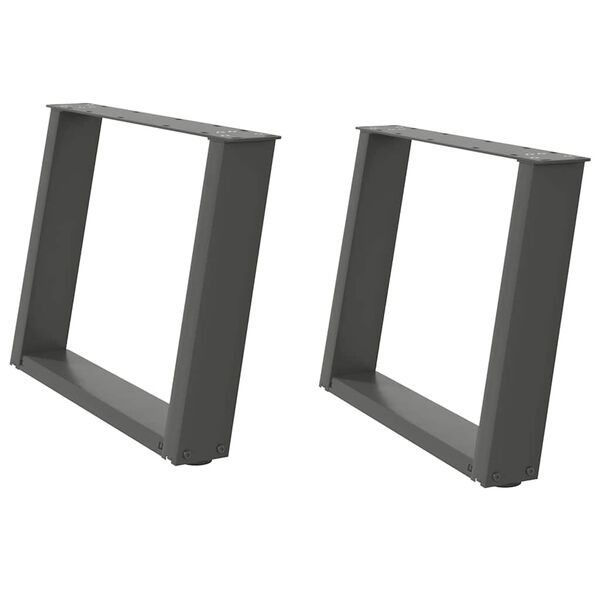 vidaXL Gambe per Tavolino da Caff&egrave; a Forma di U 2 pz Antracite 70x(42-43) cm Acciaio