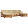 vidaXL Set divani 6 pcs Naturale e Beige Legno di Acacia Massello