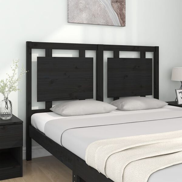 vidaXL Testiera per Letto Nera 140,5x4x100cm in Legno Massello di Pino