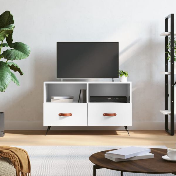 vidaXL Mobile Porta TV Bianco Lucido 80x36x50 cm in Legno Multistrato