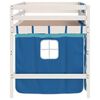 vidaXL Letto a Soppalco Bambini con Tende Blu 90x190 cm Massello Pino