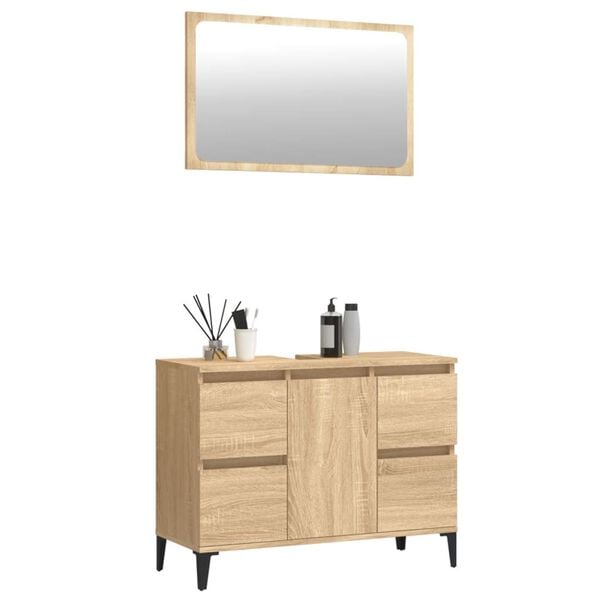 vidaXL Set Mobili da Bagno 2 pz Rovere Sonoma in Legno Multistrato
