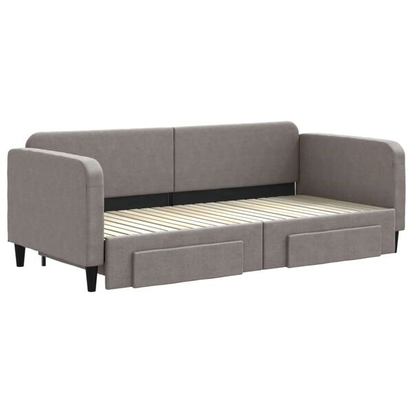 vidaXL Divano Letto Estraibile con Cassetti Tortora 90x200 cm Tessuto