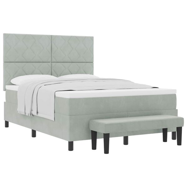 vidaXL Letto a molle con materasso Grigio chiaro 140 x 190 cm Velluto