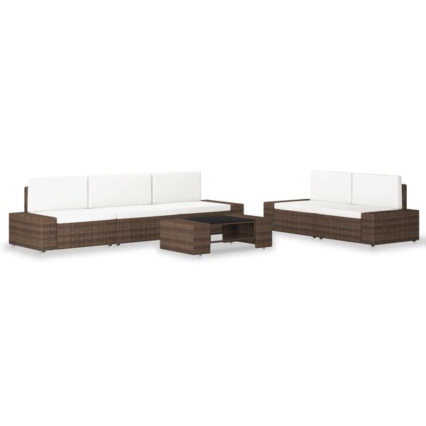 vidaXL Set Divani da Giardino 6 pz in Polyrattan Marrone