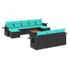 vidaXL Set Divani da Giardino 11 pz con Cuscini Nero in Polyrattan