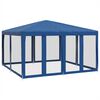 vidaXL Tenda per Feste con 8 Pareti Laterali in Rete Blu 4x4 m HDPE