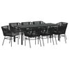 vidaXL Set da Pranzo per Giardino con cuscino 9 pcs Nero
