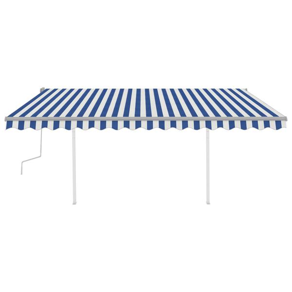 vidaXL Tenda da Sole Retrattile Manuale con LED 4x3,5 m Blu e Bianca