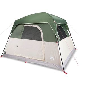 vidaXL Tenda da Campeggio a Cabina per 4 Persone Verde Impermeabile