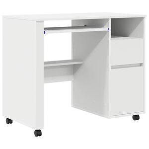 vidaXL Scrivania con Ruote Bianco Legno ingegnerizzato 91 x 50 x 77 cm