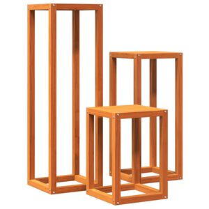 vidaXL Supporti per Piante 3 pz Marrone Cera in Legno Massello di Pino