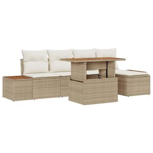 vidaXL Set Divano da Giardino 6 pcs Beige Poly Rattan