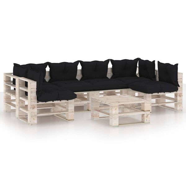 vidaXL Set Divani da Giardino Pallet 7 pz con Cuscini in Legno di Pino