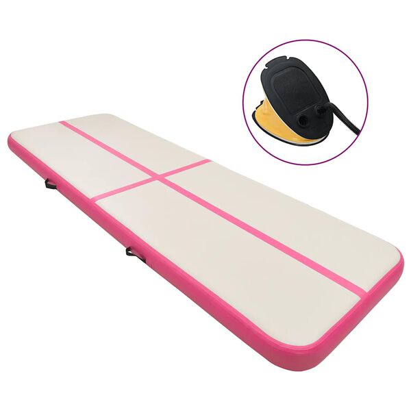 vidaXL Tappetino Ginnastica Gonfiabile con Pompa 400x100x20cm PVC Rosa