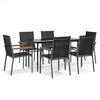 vidaXL Set da Pranzo da Giardino 7 pz Nero in Textilene e Acciaio