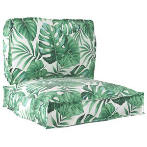 vidaXL Set di Cuscini per Pallet Tessuto Oxford Motivo Foglia Verde