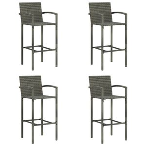 vidaXL Sgabelli da Bar 4 pz in Polyrattan Grigio