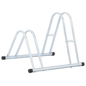 vidaXL Supporto per 2 Bici da Pavimento Autoportante Acciaio Zincato
